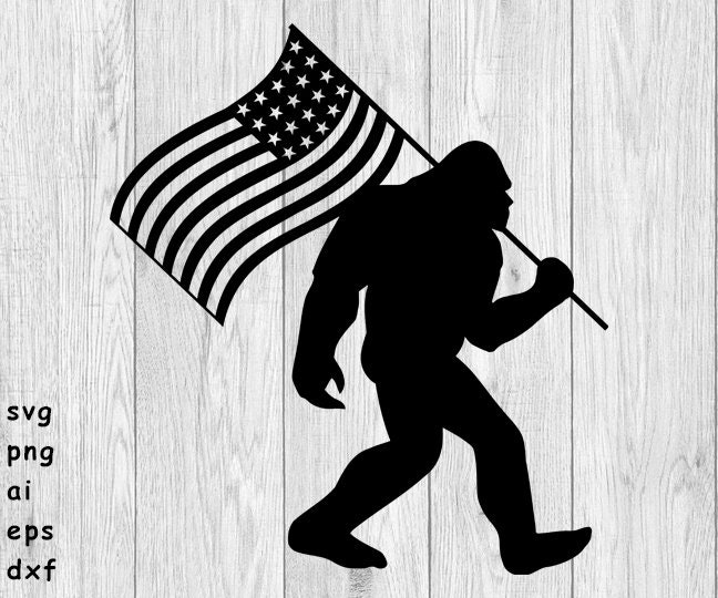 Bigfoot with Flag svg png ai eps dxf DIGITAL FILES for | Etsy
