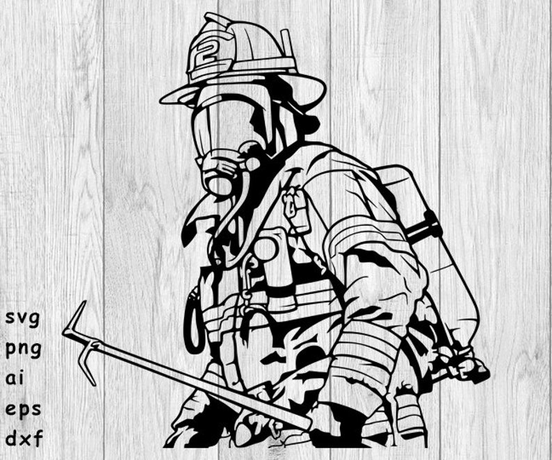 Fireman Firefighter SVG png ai eps dxf files for Auto | Etsy