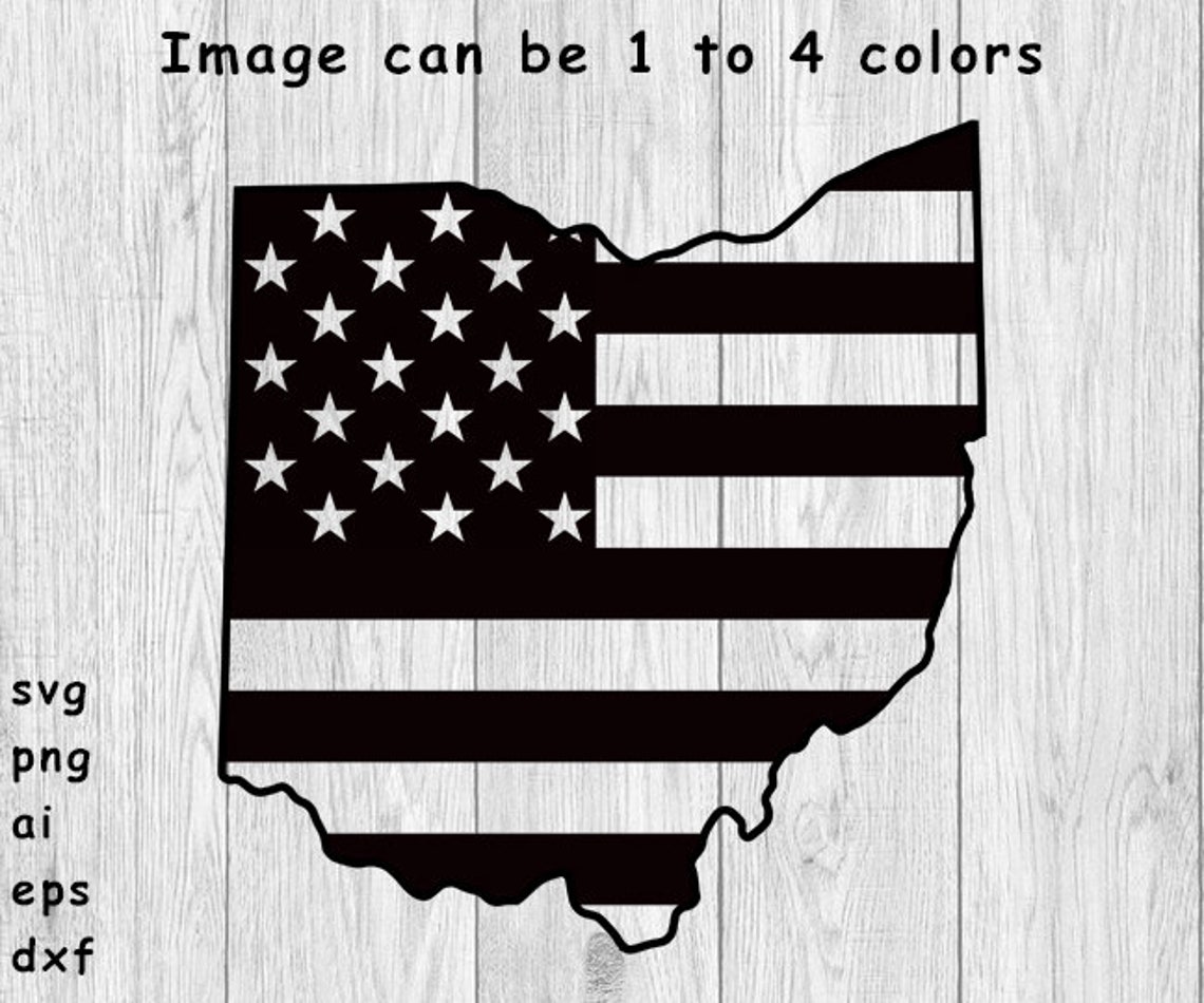 Ohio Outline American Flag svg png ai eps dxf DIGITAL Etsy