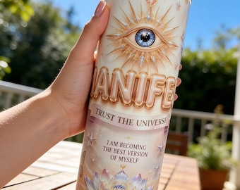 Manifest Wealth Water Bottle | Pink Crystal Affirmation Tumbler (20oz)