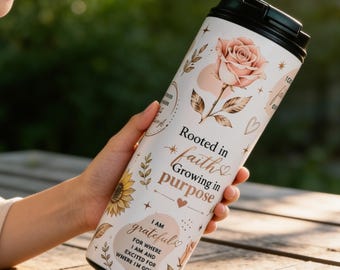 Rooted in Faith Affirmation Tumbler | 20oz Stainless Steel Water Bottle