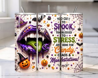 Halloween Tumbler Wrap | Vampire Lips, Candy, Pumpkins (Digital Download)