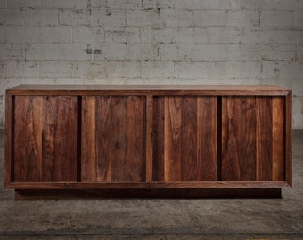 Natural Wood Grain Walnut Finish Sideboard