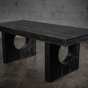 Banham Black 1950s Brutalist Oak Dining Table image 1