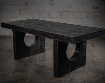 Banham Black 1950s Brutalist Oak Dining Table