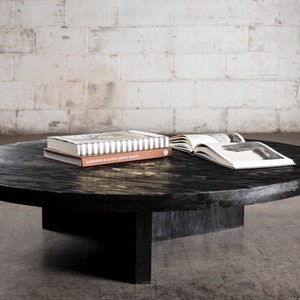 Solid Black Oak Circular Coffee Table