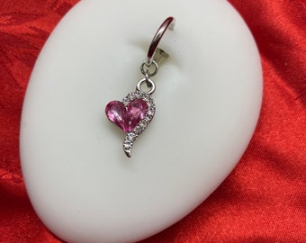 Fake belly piercing small heart crystal