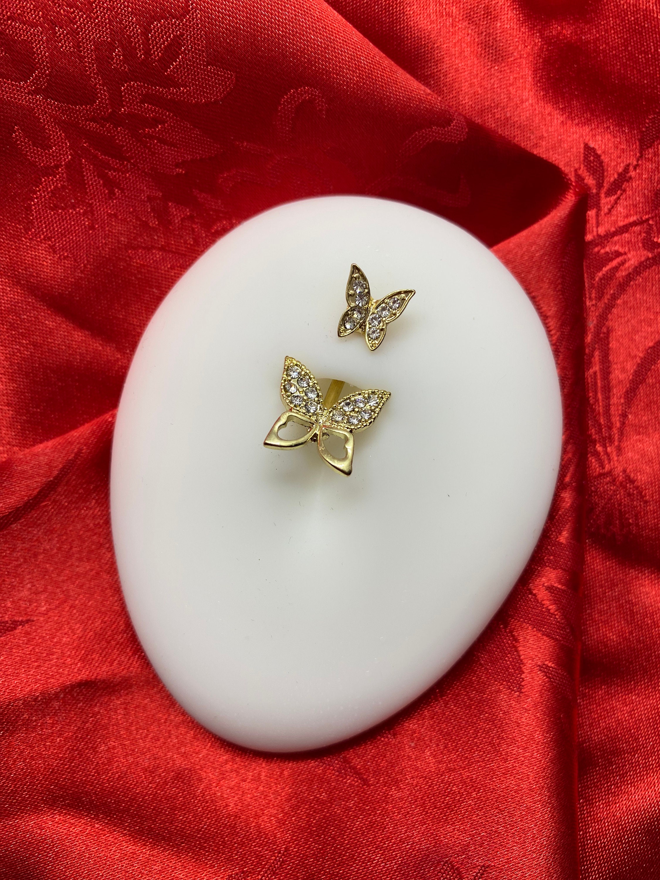 Boucles D'oreilles Double Perçage Papillon - Chaîne Courte En Argent Plaqué Or Blanc, Pour Cartilage, Cadeau Femme - 4
