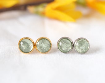 fern Earrings Cabochon earring stainless steel.Hypoallergenic tropical 12mm quebec minimalist Stud summer canada