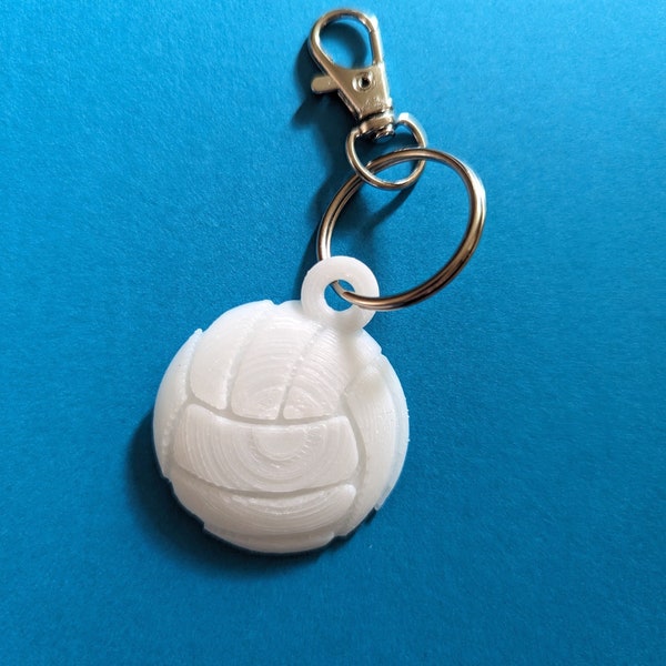 White 3D Printed Volleyball Keychain