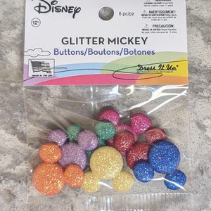 Jesse James Dress it Up Disney Glitter Mickey Mouse Head Shank Back Buttons