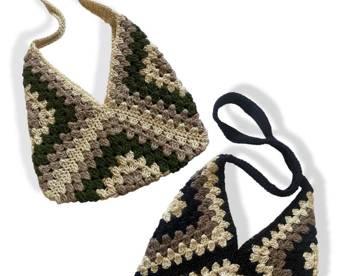 Fall Crochet Bag – Handmade Granny Square Tote – Cozy Boho Accessories