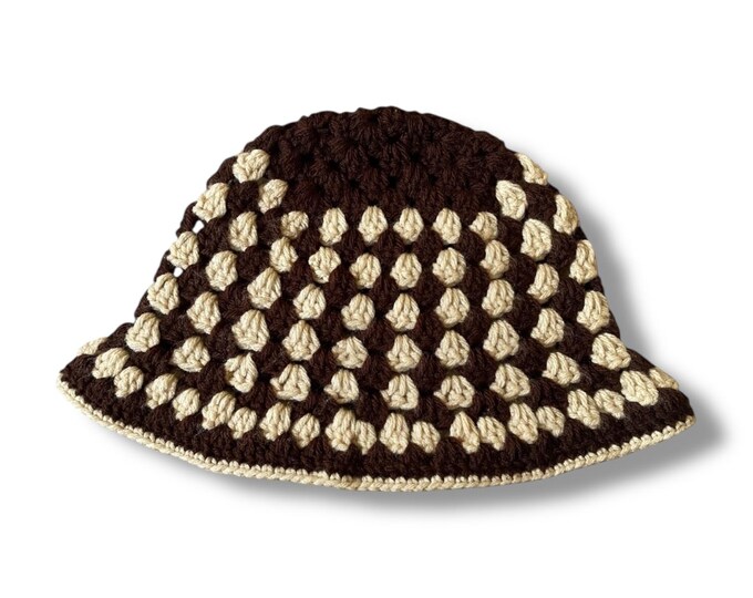 Handmade Crochet Bucket Hat: Earthy Brown & Tan Summer Style