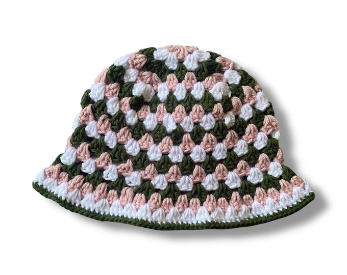 Handmade Crochet Bucket Hat: Rosewood Meadow - Floral Cottagecore