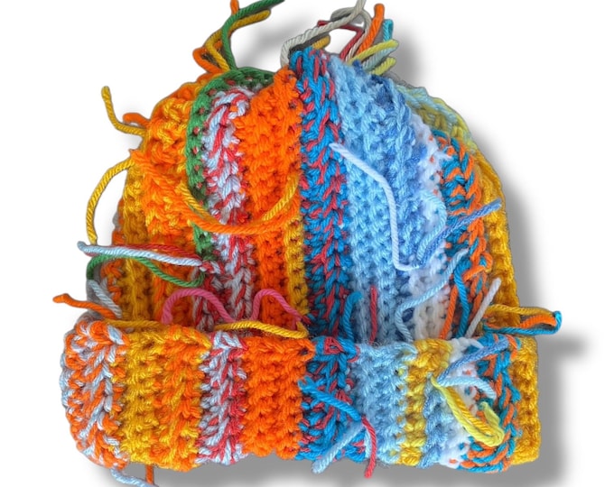 Scrap Yarn Ribbed Beanie