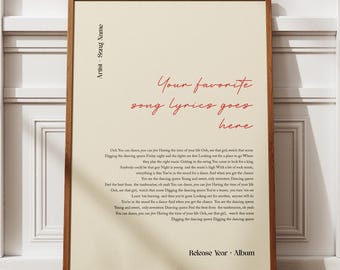 Póster personalizado con la letra de la canción, regalo de boda imprimible, póster musical, arte mural personalizado, póster personalizado con la letra de la canción, impresión de la canción del primer baile