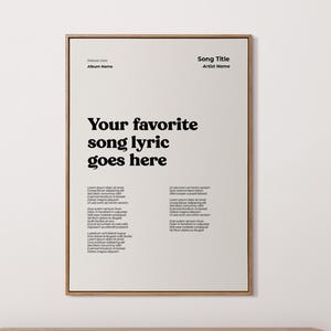 Benutzerdefiniertes Schweizer Stil Songtexte Poster, druckbare Lyric Song Lyric Wandkunst, personalisierte Musikdruck