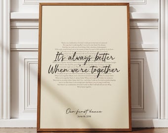 Benutzerdefinierte Lyrik Druck, Hochzeit Songtexte, erste Tanz Jahrestag Geschenkideen, personalisierte druckbare Hochzeitsgeschenk, benutzerdefinierte Songtexte Wandkunst