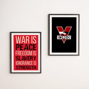 1984 Digital Poster Bundle, Orwell Poster, George Orwell Novel, Orwell Quotes, War is Peace Poster, Printable Book Poster, Ingsoc Poster