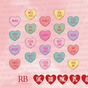 Konversation Herzen SVG/PNG/DXF/Jpeg/Ai Dateien für Cricut, Valentinstag Svg, Valentine Candy Herzen geschnitten Datei