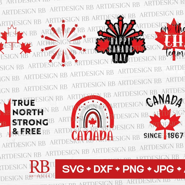 Happy Canada Day Svg Bundle, Canada SVG/PNG/DXF/Jpg/Ai files for Cricut, True North Strong & Free Svg, On the Eh Team Svg, Since 1867 Png