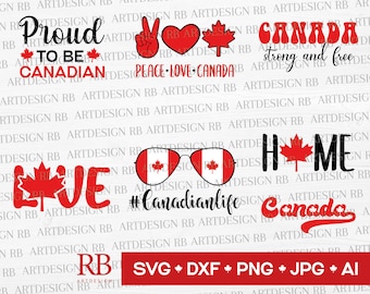 Canada Day Svg Bundle, Canadian Life SVG/PNG/DXF/Jpg/Ai Files for Cricut, Proud to be Canadian Svg, Peace Love Canada Svg, Strong and Free