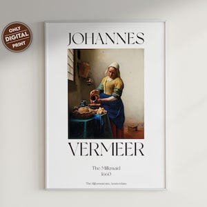 Johannes Vermeer The Milkmaid Digital Print, 17th-Century, Baroque Era Art, Exhibition Poster, Museum Poster, Printable Wall Art, Home Decor
