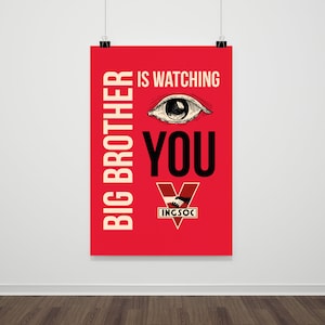 1984 Big Brother is Watching You Poster, Orwell Poster, Printable Orwell, Digital Poster, Dystopia Poster, 1984 Digital Poster, 1984 Print image 2