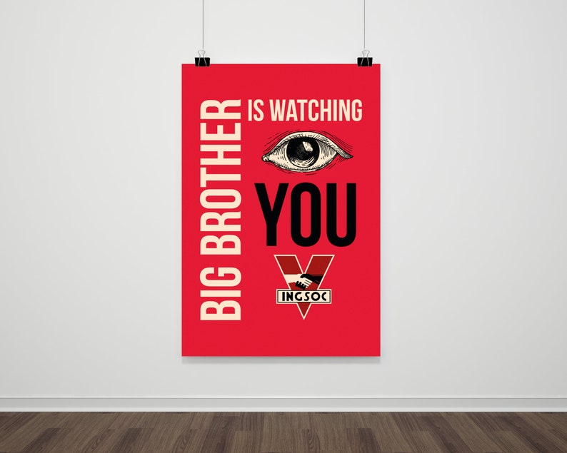 1984 Big Brother is Watching You Poster, Orwell Poster, Printable Orwell, Digital Poster, Dystopia Poster, 1984 Digital Poster, 1984 Print image 2