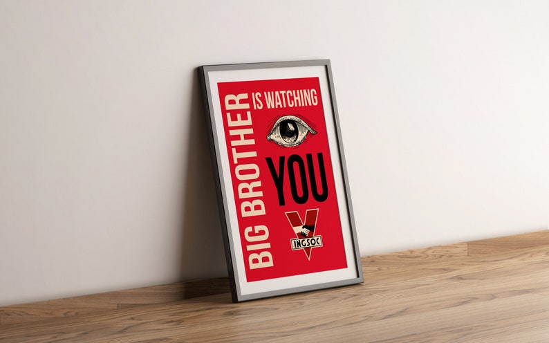 1984 Big Brother is Watching You Poster, Orwell Poster, Printable Orwell, Digital Poster, Dystopia Poster, 1984 Digital Poster, 1984 Print image 3