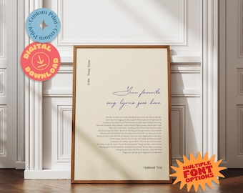 Custom Song Lyric Poster: First Dance Wall Art (Digital Download)