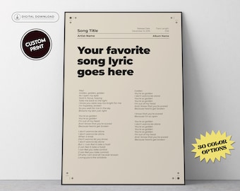 Custom Swiss Style Lyrics Poster, Printable Lyric Poster, Song Lyric Wall Art, Music Poster, Personalised Wall Art, Custom Lyric Poster