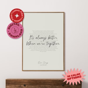 Personalized Lyric Print, Wedding Song Art, First Dance Anniversary Gift Ideas, Custom Printable  Wedding Gift, Custom Song Lyrics Wall Art