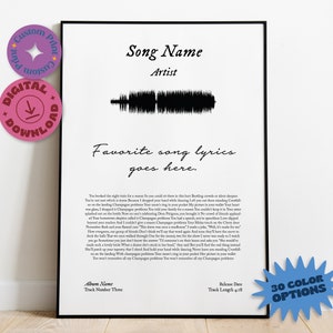 Custom Song Lyrics Soundwave Art Print: Personalized Music Poster (Digital Download)