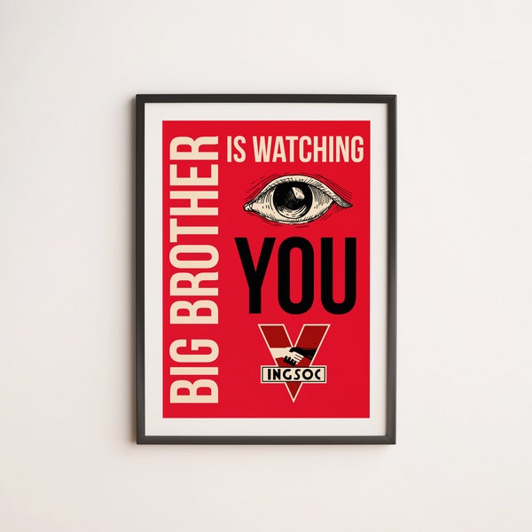 1984 Big Brother is Watching You Poster, Orwell Poster, Printable Orwell, Digital Poster, Dystopia Poster, 1984 Digital Poster, 1984 Print