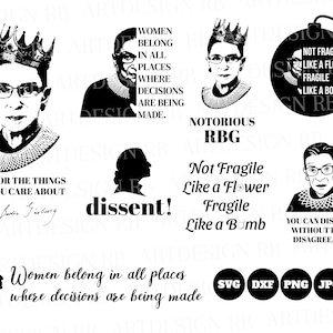 RBG Notorious Ruth Bader Ginsburg SVG Bundle (Digital Files)