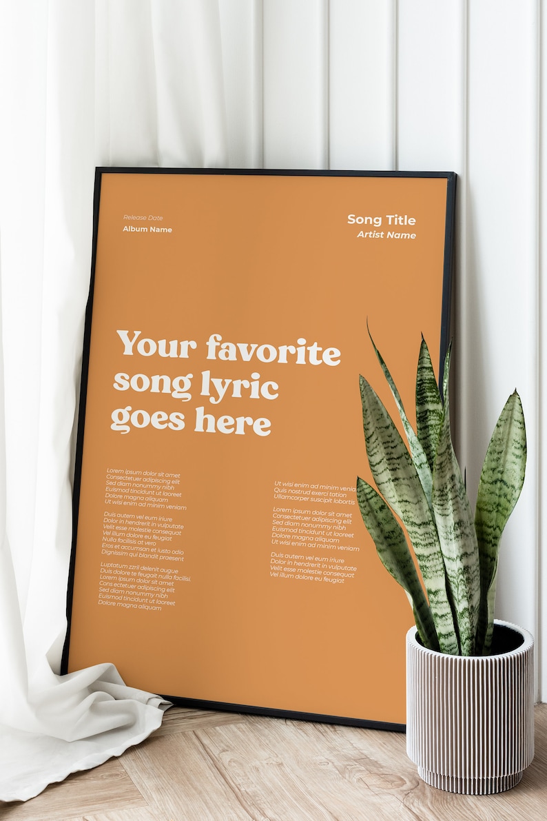 Custom Swiss Style Lyrics Poster Printable Lyric Poster Song Etsy
