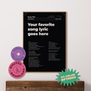 Custom Song Lyric Poster: Personalized Music Wall Art (Digital Download)