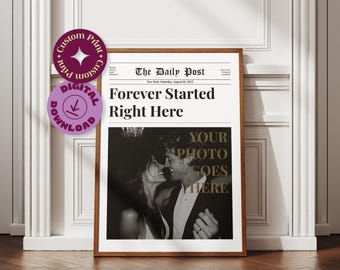 Custom Newspaper Photo Print Digital | Personalized The Daily Post Art | Printable Wall Decor