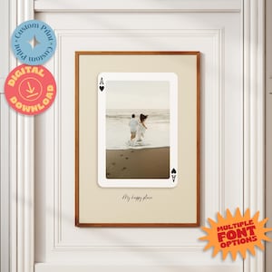 Custom Couples Photo Print Playing Cards, Valentine&#39;s Day Gift for Her, Romantic Gift for Wife, Trendy Digital Wall Art, Ace of My Heart