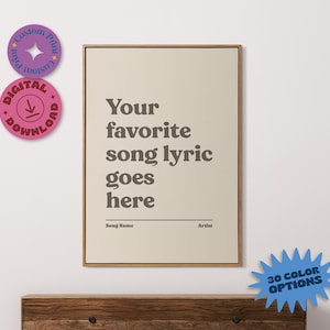 Custom Song Lyric Poster: Personalized Music Wall Art (Digital Download)
