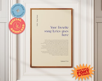 Benutzerdefinierte Lyrik Druck, Hochzeit Songtexte, erste Tanz Jahrestag Geschenkideen, personalisierte druckbare Hochzeitsgeschenk, benutzerdefinierte Songtexte Wandkunst