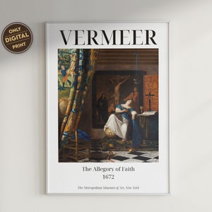 Johannes Vermeer The Allegory of Faith Digital Print, Baroque Era Art, Exhibition Poster, Museum Poster, Printable Wall Art, Home Decor