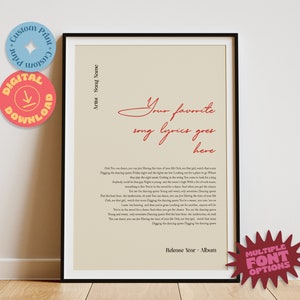Póster de letras personalizado, regalo de boda imprimible, póster de música, arte de pared personalizado, póster de letras de canciones personalizadas, impresión de la primera canción de baile