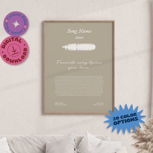 Custom Song Lyrics Soundwave Art Print: Personalized Music Poster (Digital Download)