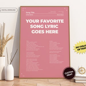 Custom Song Lyric Poster: Personalized Music Print (Digital Download)