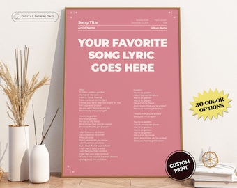 Favorite Song Lyric Poster, Digital Lyric Poster, Music Poster, Printable Lyric Poster, Song Lyric Wall Art, Custom Lyric Print