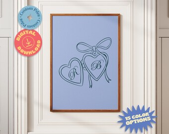 Custom Initials Heart Locket Print: Romantic Couple Gift (Digital Download)