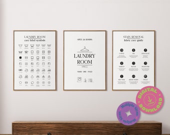 Laundry Room Print Set: Stain Removal Guide, Care Symbols (Digital Download)