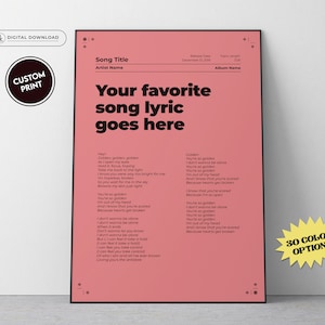 Custom Song Lyric Poster: Personalized Music Wall Art (Digital Download)